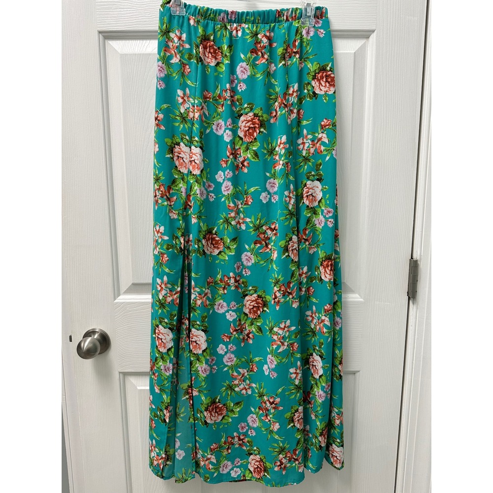 Peach Love California Long Floral Skirt Small